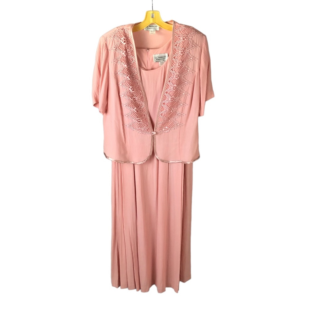 Women's Vintage Plus-Size Pink Tank with Jacket Dress by S.L. Fashions. Size 16